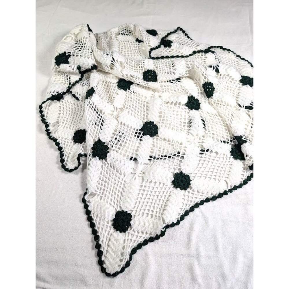 Vintage Handmade Crochet‎ Doily Shawl Grandma Hippie Peasant Cottagecore Prairie